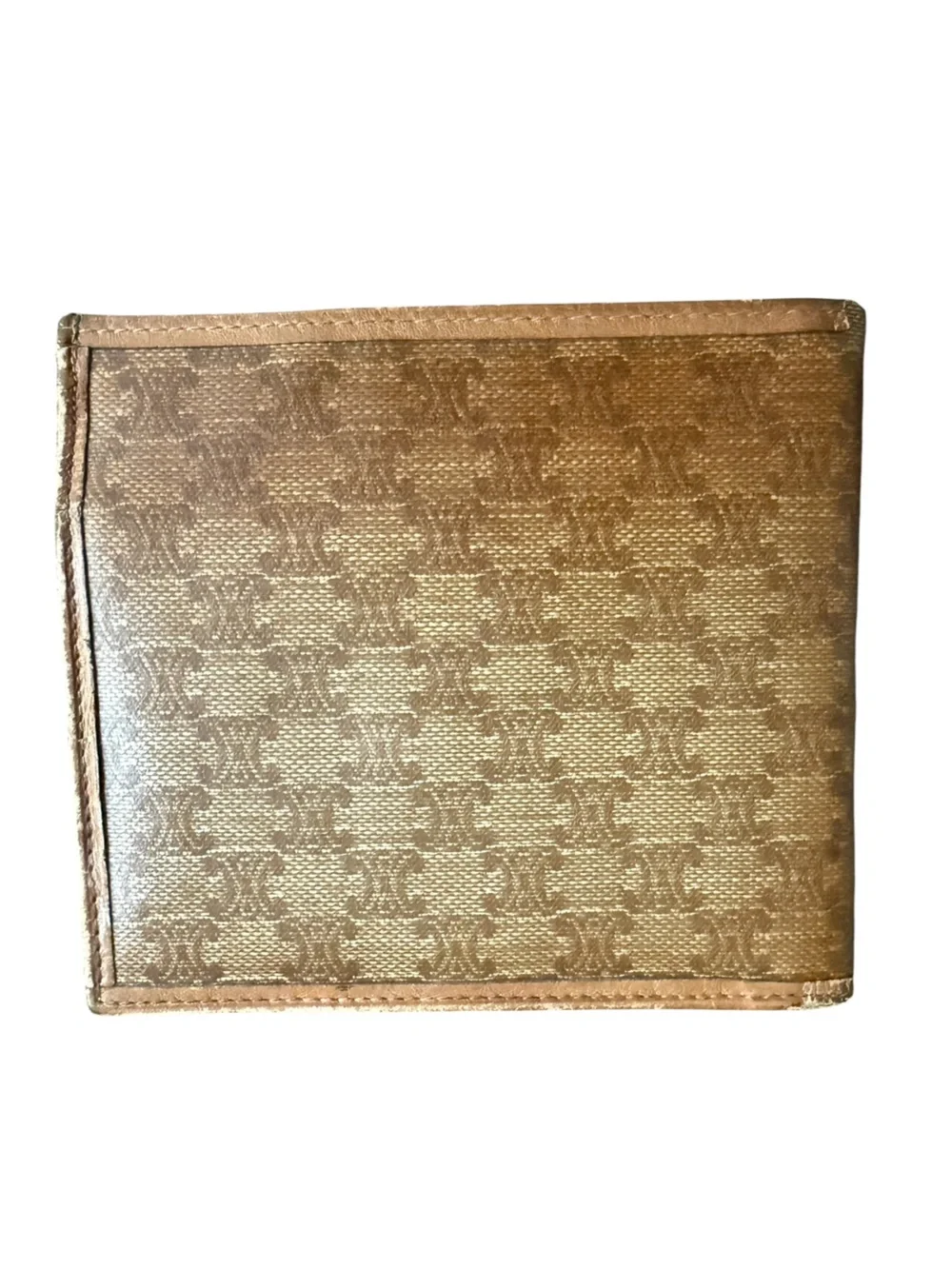 Celine Vintage Macadam Portefeuille Billfold RARE Gold Tipped Corners Unisex